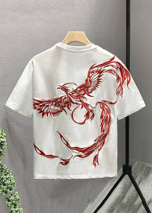 White tshirt with red fire bird